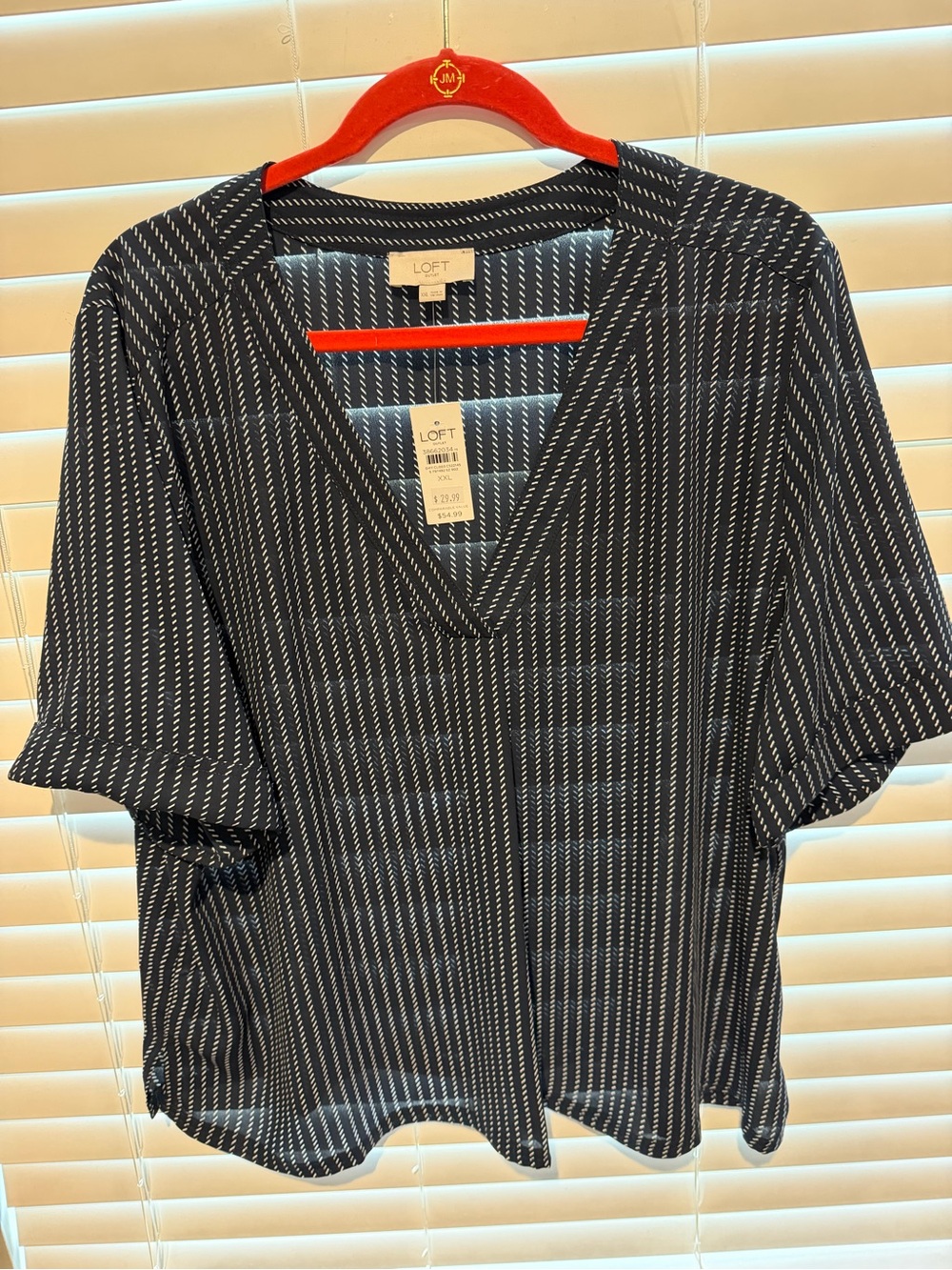 LOFT Navy Stripe V-Neck Women’s Top XXL NWT